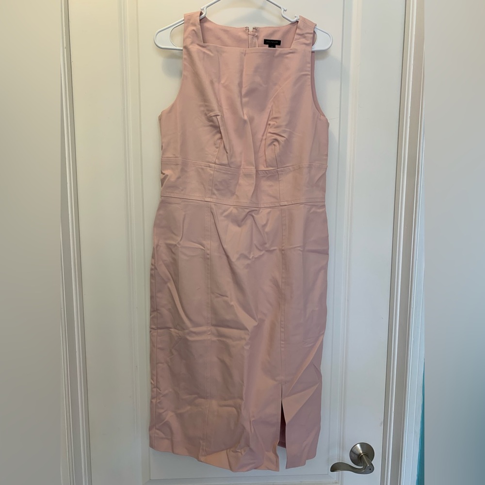 Ann Taylor Blush square neck sleeveless shift dress, size 10